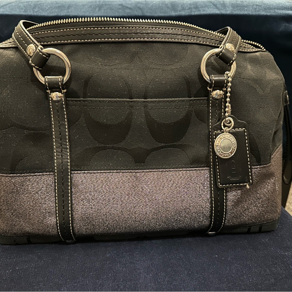 Coach Signature Handbags Vintage Black Medium Satchel Purse